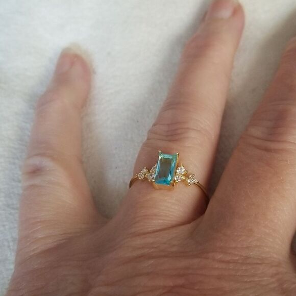 Rectangular size 8 ring ocean blue - Picture 7 of 10